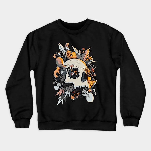 Mushrooms and the skull Crewneck Sweatshirt by Swadeillustrations